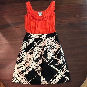 Cocktail Dress (Black, Orange & White)